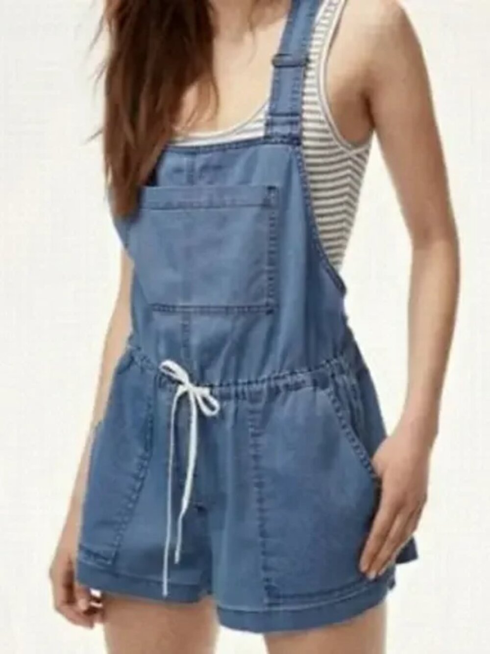 Aritzia Wilfred Free Beatriz Romper Blue Denim Size L